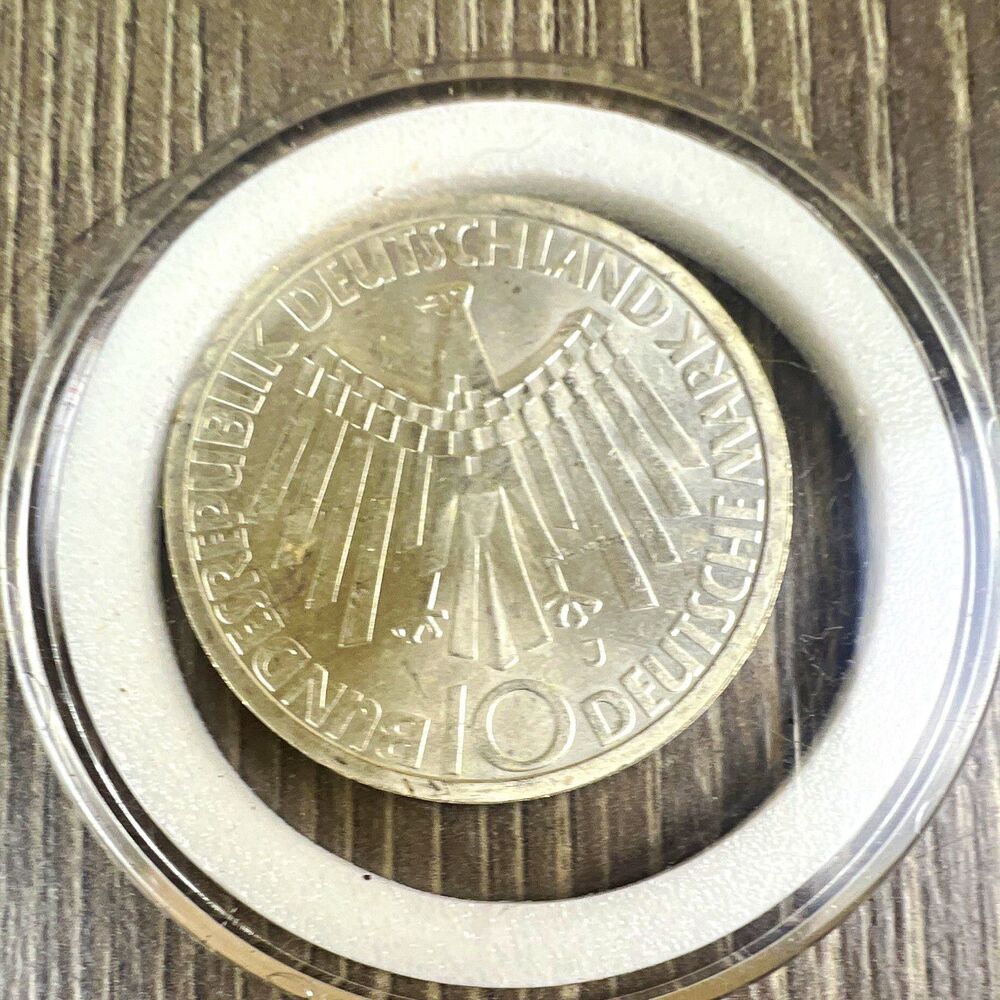 1972 Germany 10 Mark Silver Coin Munich Olympics KM#125 .625 Fine